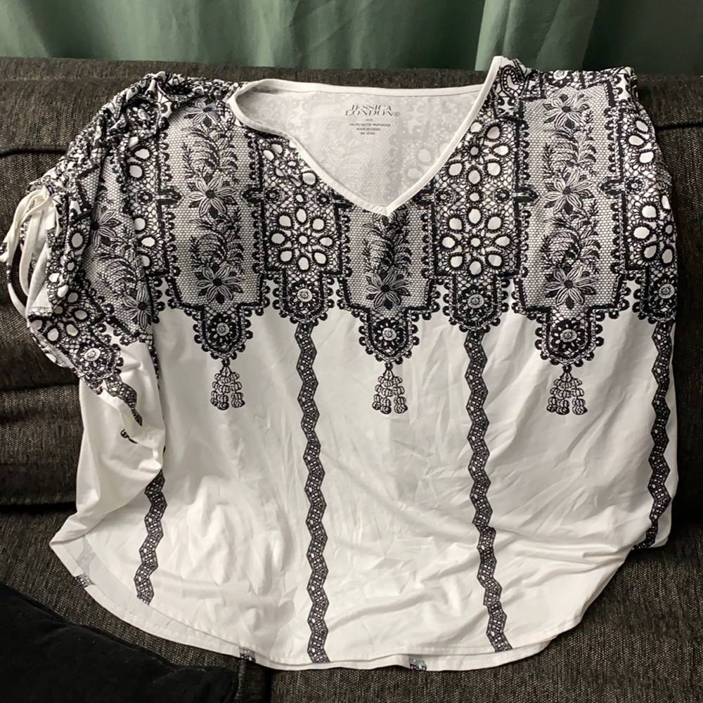 White and black Loose fitting blouse.